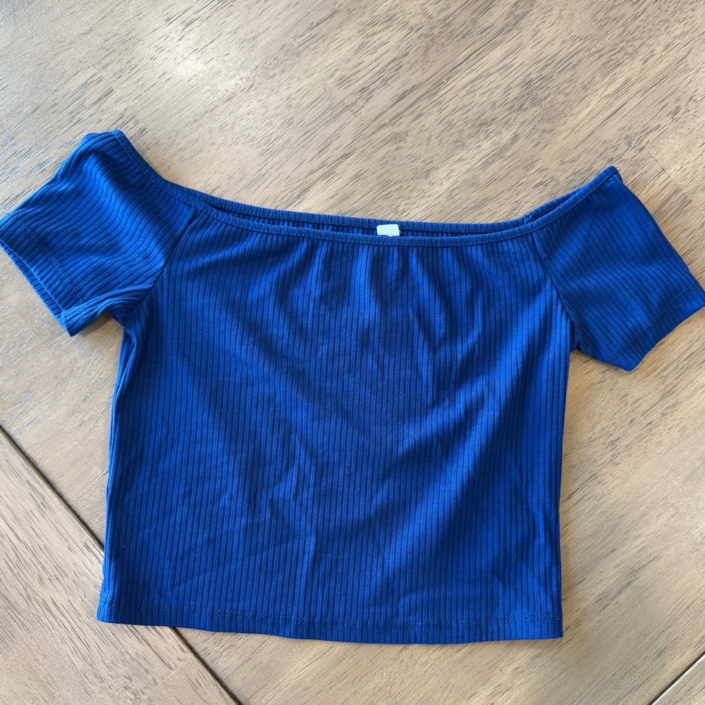 PacSun Off-Shoulder Blue Ribbed Top PS Basics Size XS